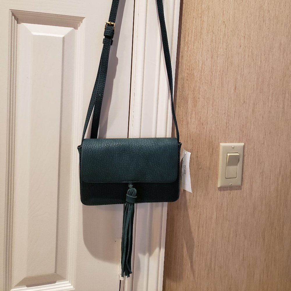 Blair House Boutique Teal Leather Crossbody Bag - New with Tags